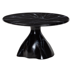 bali & pari Aponi Marbled Resin Coffee Table - Sculptural Center Table with Round Top and Pedestal Base,  Modern Contemporary Statement Furniture, Black